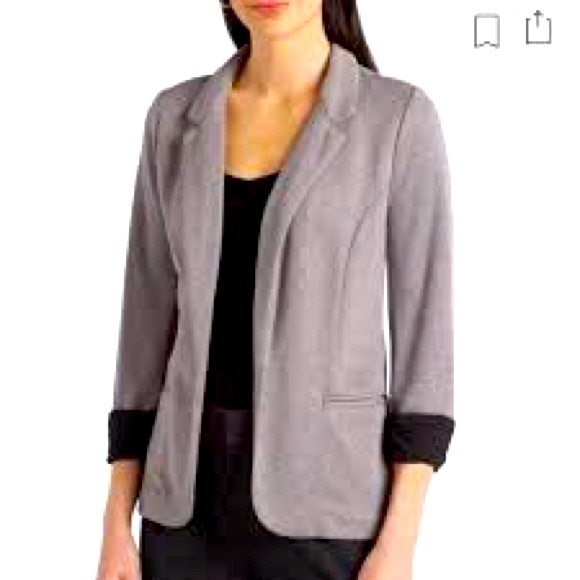 Skies Are Blue Jackets & Blazers - Skies are Blue/Anthropologie Asa Knit Blazer in Gray with Black Cuffs Size Small